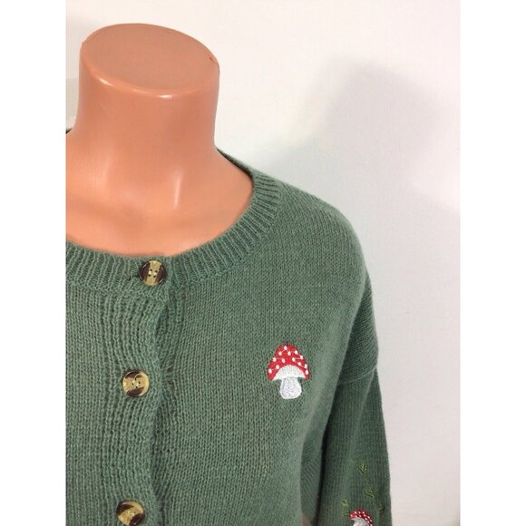 Mushroom Cardigan Sweater Womens Large - Picture 4 of 6